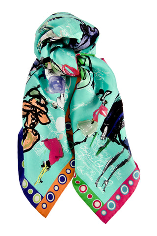 Silketørklæde "Croquis" Lacroix - turkis grøn