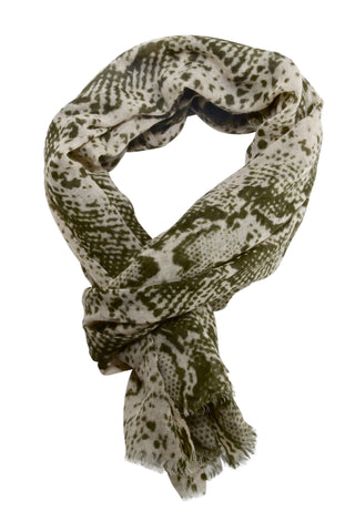 Tørklæde i slangeprint i armygrøn/beige
